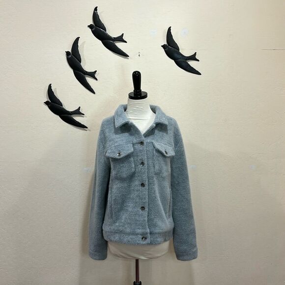 Mabel Chenille Jean Shirt Jacket Shacket - M / L - Blue - Picture 1 of 10
